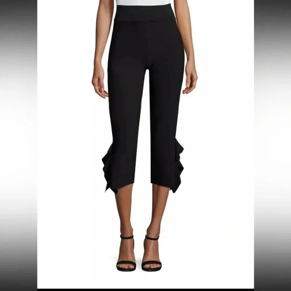 Opening Ceremony Flounce Black Women's Ruffle Hem capri Pants - Picture 1 of 3